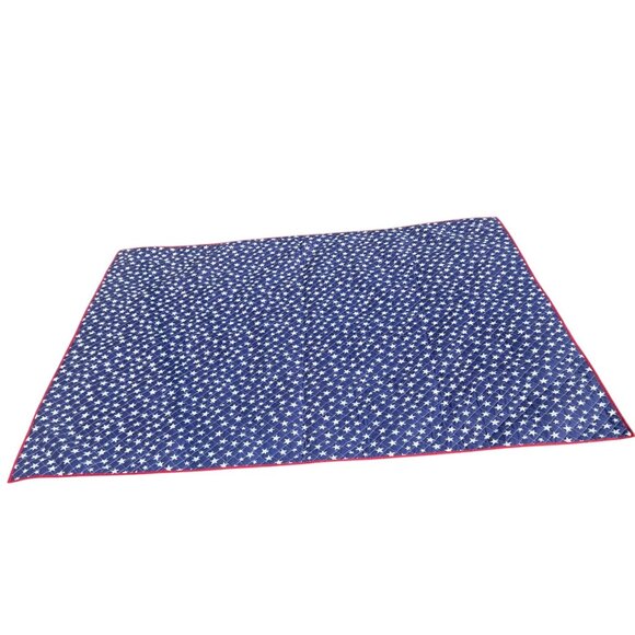 Reversible Patriotic Stars & Stripes Quilt Blanket 90x72 Red White & Blue Picnic - Picture 3 of 6